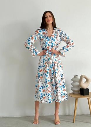Платье миди, цветочный принт3 фото