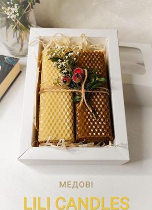Подарочный набор медовых восковых свечей.2 фото