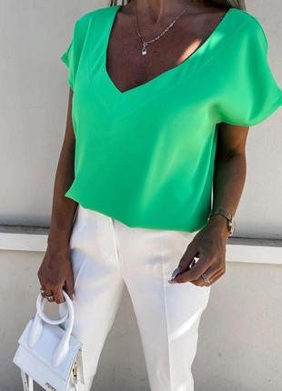 Стильная легкая на лето летняя для женщин женская модная классическая база блуза майка зеленая