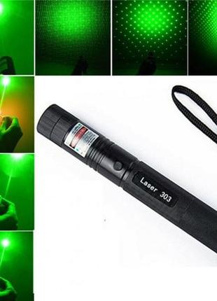 Лазерна указка laser 303 green з насадкою3 фото