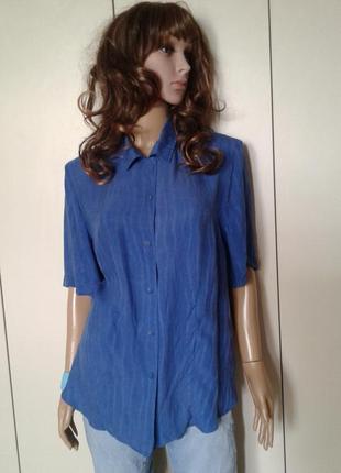 Блуза,рубашка шелковая синяя.mara manzona1 фото