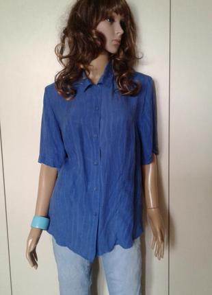 Блуза,рубашка шелковая синяя.mara manzona3 фото