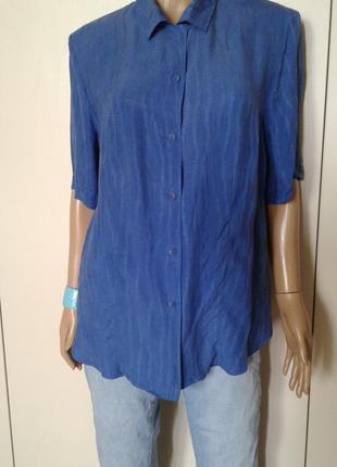 Блуза,рубашка шелковая синяя.mara manzona4 фото
