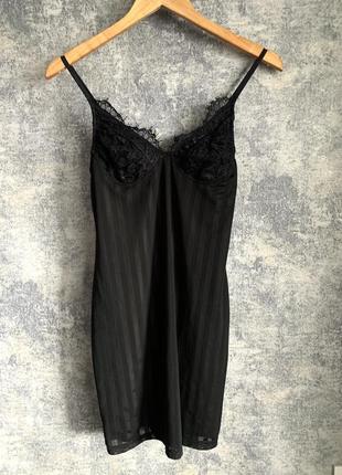 Платье мини ,черное платье в бельем стиле