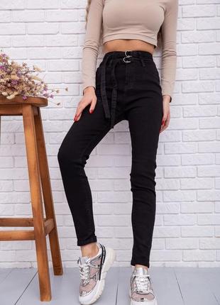 Стильні базові чорні жіночі джинси скіні однотонні жіночі джинси скінні звужені жіночі джинси завужені жіночі джинси з високою посадкою