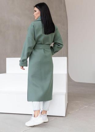 Женское пальто оливка5 фото