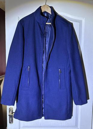 Мужское пальто zara темно-синее размер l в новом состоянии