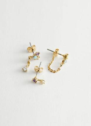 Сережки &amp; other stories rhinestone chain drop earrings