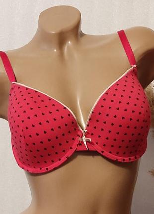 Красивый бюстгальтер с сердечками на тоненьком поролончике,34dd
