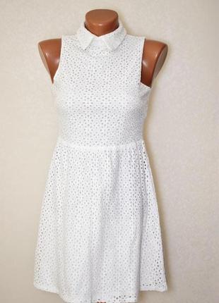 Ажурное коттоновое платье c воротничком, р. xxs