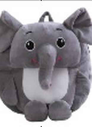 Рюкзак городской детский плюшевый серый классический детский сумка-рюкзак из плюша для прогулок