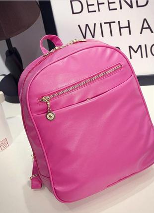 Рюкзак городской женский экокожа розовый классический молодежный сумка-рюкзак из эко-кожи для прогулок