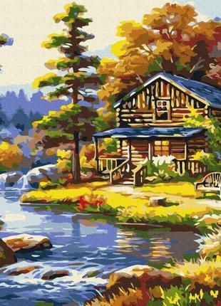 Картина за номерами brushme будинок біля озера 40х50 см bs51963