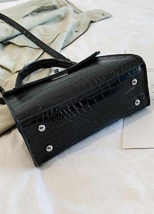 Жіноча сумочка+гаманець на плечовому ремені з ручкою чорна з екошкіри стильна сумка через плече для дівчини3 фото