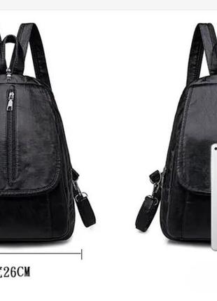 Рюкзак городской женский экокожа черный классический молодежный сумка-рюкзак из экокожи для прогулок2 фото