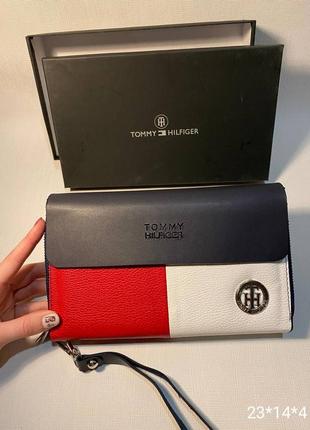 Портмоне из натуральной кожи с коробкой, кошелек мужской в стиле Tommy hilfiger томми хилфигер