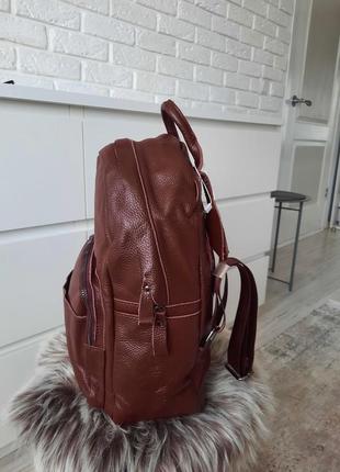 Вмісткий шкіряний рюкзак,  колір марсал❤️3 фото