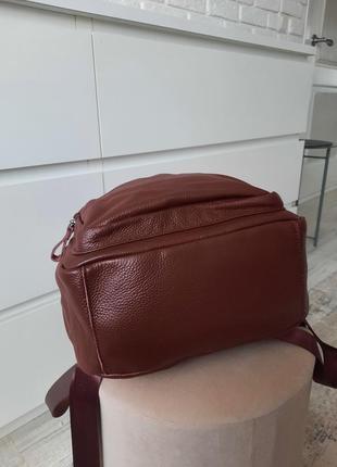 Вмісткий шкіряний рюкзак,  колір марсал❤️7 фото