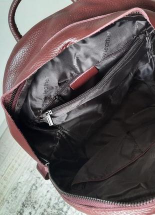Вмісткий шкіряний рюкзак,  колір марсал❤️8 фото