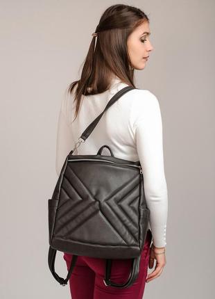 Женский рюкзак-сумка sambag trinity стропированный black