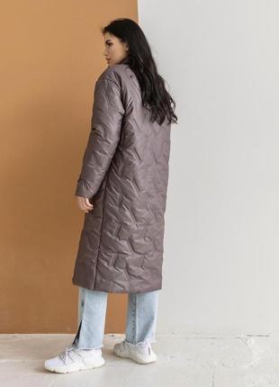 Качественное плащевое женское стеганное пальто милан8 фото