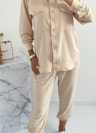 Костюм женский джогеры и рубашка двунить 2 цвета 2414/ск7
