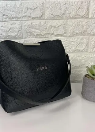 Женская мини сумочка на плечо в стиле zara черная качественная классическая маленькая сумка3 фото