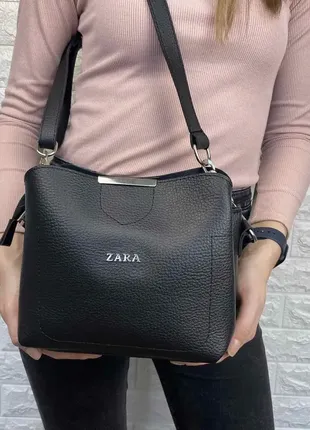 Женская мини сумочка на плечо в стиле zara черная качественная классическая маленькая сумка6 фото