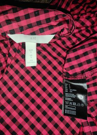 H&m блуза в клеточку с обьемными рукавами s9 фото