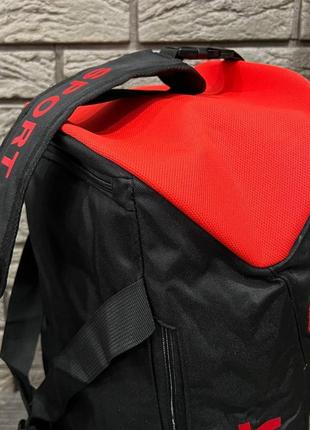 Спортивна чорна дорожня сумка-рюкзак sport червоний логотип3 фото