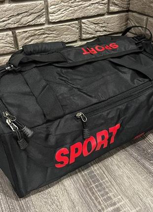 Спортивна чорна дорожня сумка-рюкзак sport червоний логотип2 фото