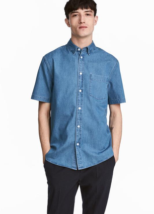 Джинсовая рубашка h&m, regular fit !