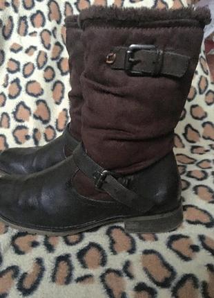 Сапоги весенне-осини р.39"graceland"кожзам коричневые.