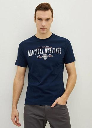Темно-синяя мужская футболка lc waikiki/лс вайкики nautical heritage. фирменная туречица