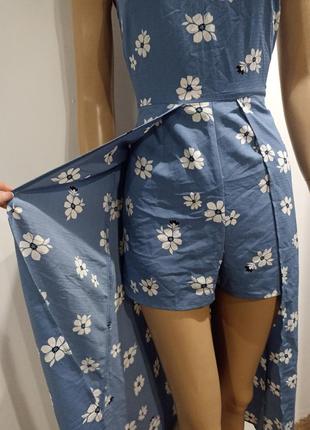 Комбез сукня або зі шлейфом у квітковий принт3 фото
