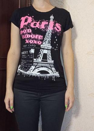 🔥 футболка чорна жіноча розмір 42-46 париж ейфелева вежа2 фото