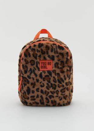 Пухнастий рюкзак із леопардовим візерунком reserved1 фото