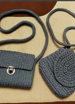 Сумка кроссбоди вязаная на плечо на ручке сумочка клатч кросс боди плетеная