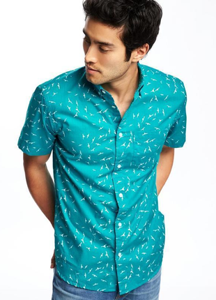 Рубашка old navy с коротким рукавом, slim fit !