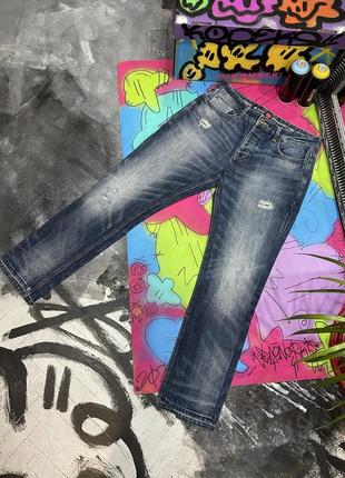 Плотные деним джинсы с фабричными потертостями straight leg japanesr denim limited edition