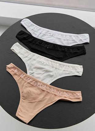 Жіночі стринги з мереживом - базові кольори