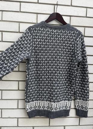 Вовняний в’язаний сірий чоловічий светр кофта в вінтажному стилі  zara7 фото