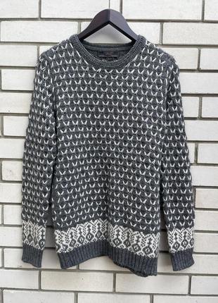 Вовняний в’язаний сірий чоловічий светр кофта в вінтажному стилі  zara6 фото