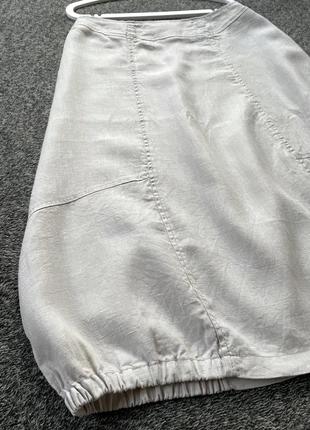 Дизайнерская льняная юбка миди vetono3 фото