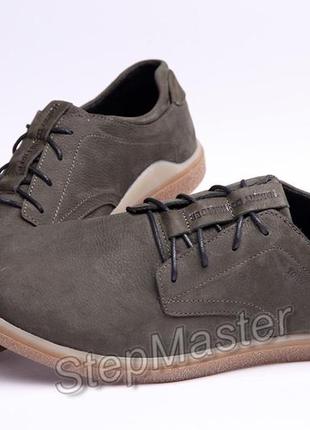 Кожаные мужские туфли tommy hilfiger olive2 фото