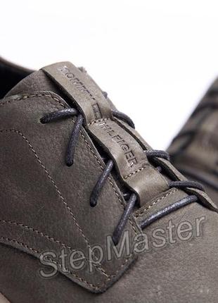 Кожаные мужские туфли tommy hilfiger olive4 фото