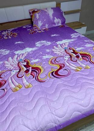 4 персонажа стеобанное детское покрывало с наволочкой