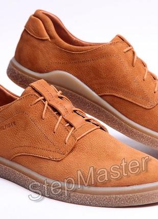 Кожаные мужские туфли tommy hilfiger brown leather