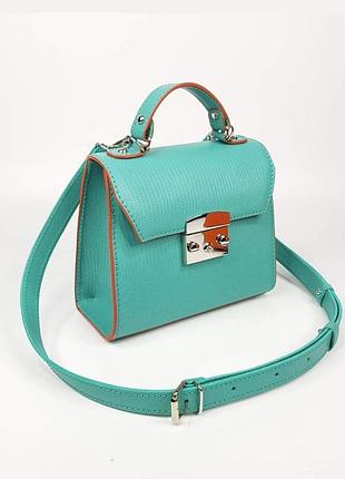 Сумка жіноча через плече натуральна шкіра бірюза рептилія 1610