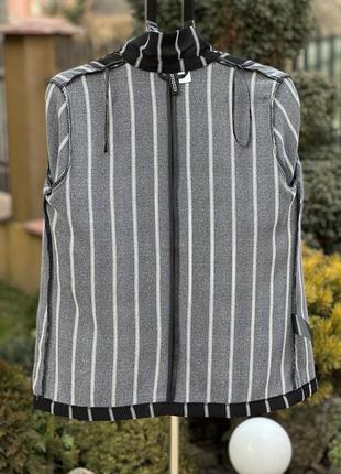Стильный удлиненный пиджак блейзер жакет полоска м10 фото